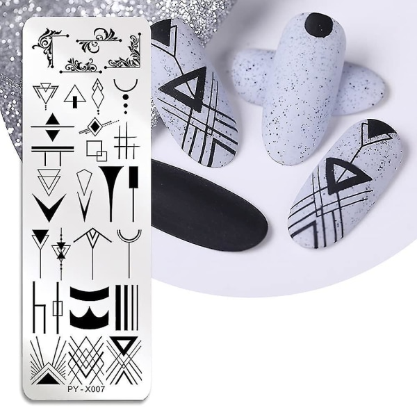 6 kpl leimauslevyt Nail Art Set Kukka Minimalistiset Geometriset Viivat Lehdet Kuvioteemakuva Tee itse kynsilevy nail art