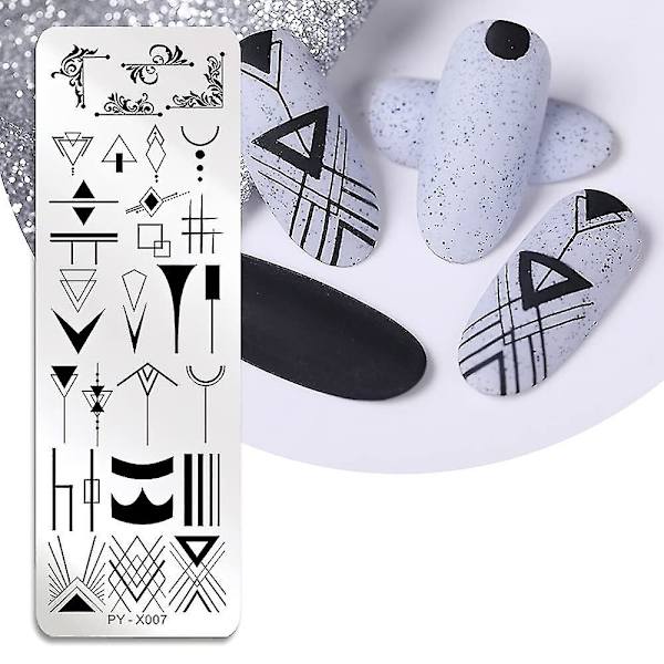 6 stk. stemplingsplader Nail Art Sæt Blomst Minimalistisk Geometriske Linjer Blade Mønster Temabillede Diy Nail Art Stempelplade Stempel