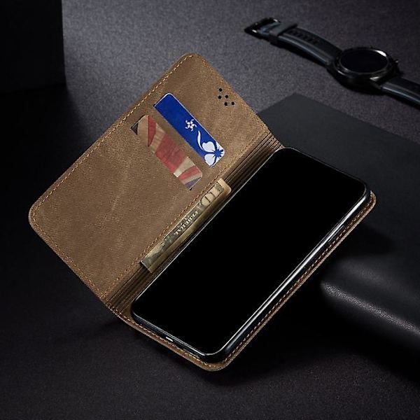Galaxy M31s Deksel, Retro Denim Lær Flip Wallet Stand Deksel for Samsung Galaxy M31s