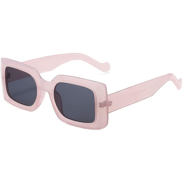 Rektangulära solglasögon för kvinnor Retro Chunky Fashion fyrkantig båge Glasögon (rosa)