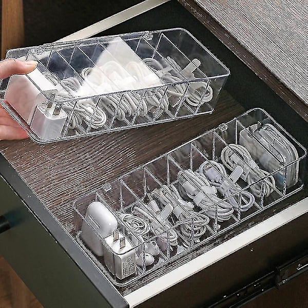 1 stk Kablet Opbevaringsboks Transparent plast Datakabel Opbevaringsboks Skrivebordspapir Opbevaringsboks