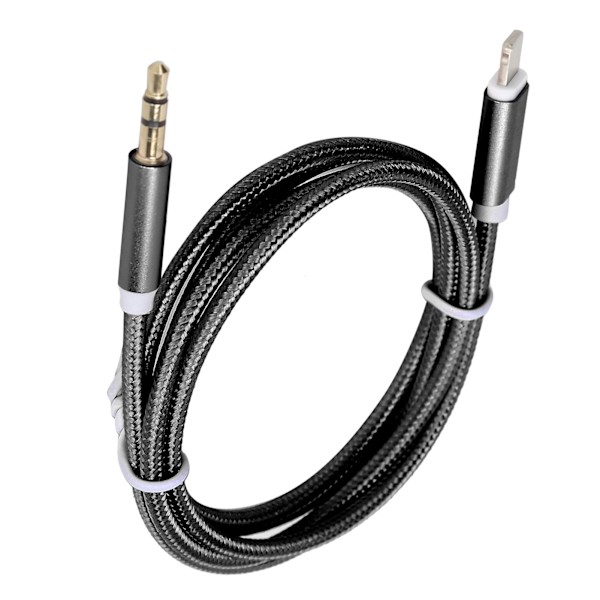 AUX-kabel til bil til IOS 12 3,5 mm AUX-lyd til IOS-interfaceadapter Nylonflettet kabel Sort