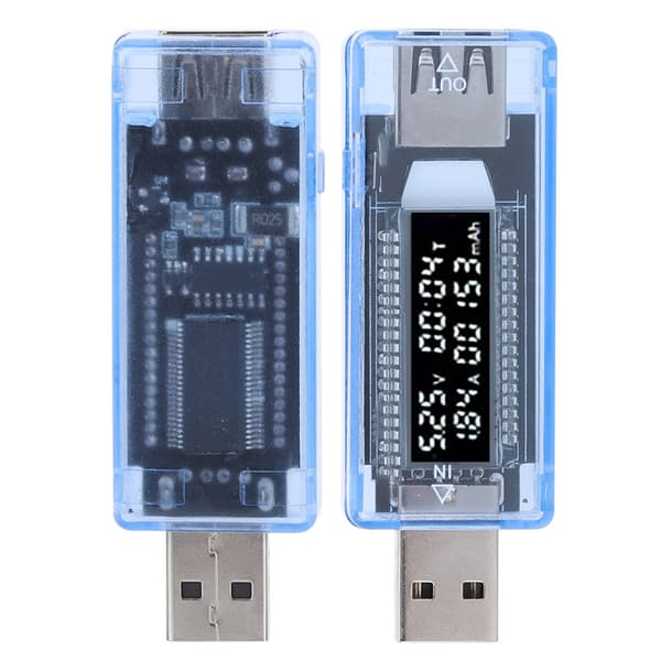 LCD USB Detektor Voltmeter Amperemeter Effektkapasitetstester Spenning Strømmåler