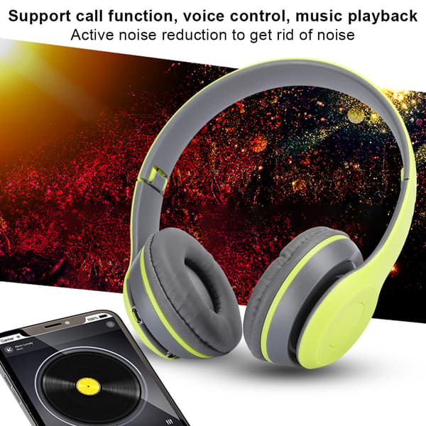 Bluetooth Trådløse Over Ear Foldbare Stereo Støjreducerende Gaming Hovedtelefoner Grøn