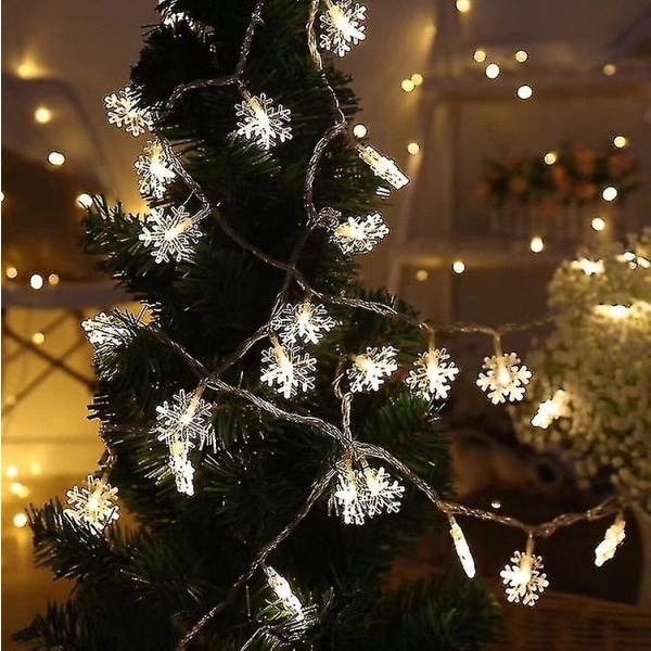Julelys, snøfnugglys, eventyrlys, batteridrevet 10M Warm White With Flashing