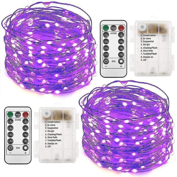 2st 5m Led String Lights Koppartråd String Lights för inomhus och utomhus inredning, lila