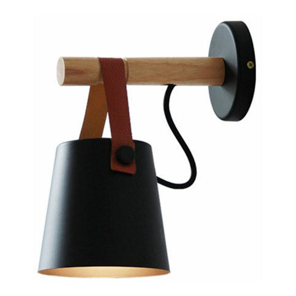 Trævæglampe med moderne nordisk design, indendørs armatur, til et soveværelse, E27