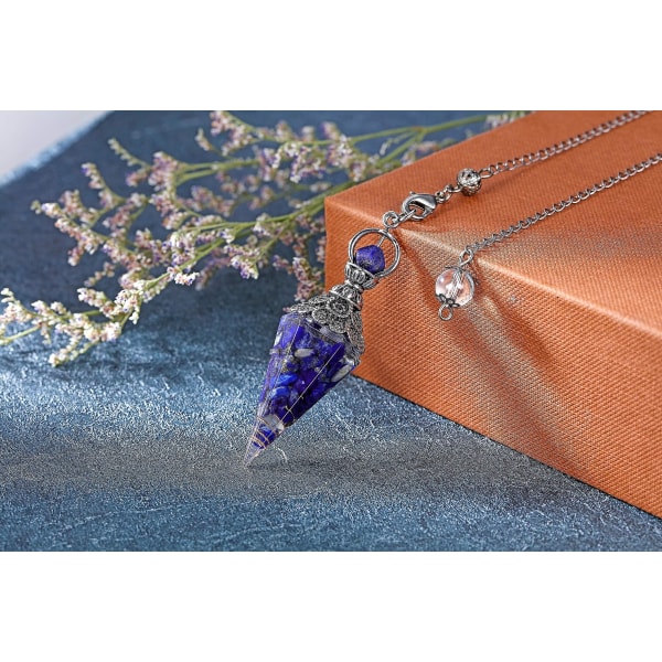 Chakra Krystal Pendulum Sekskantet Reiki Healing Krystal Points Ædelsten Dowsing Pendulum For Divination Skrige Wicca Lapis Lazuli