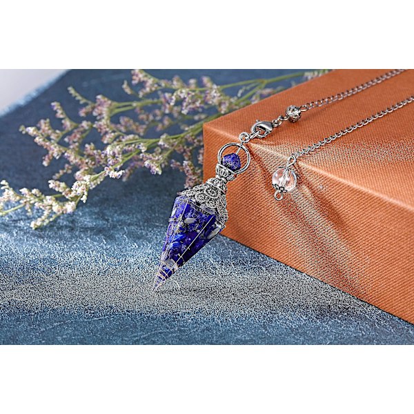 Chakra Krystal Pendulum Sekskantet Reiki Healing Krystal Points Ædelsten Dowsing Pendulum For Divination Skrige Wicca Lapis Lazuli