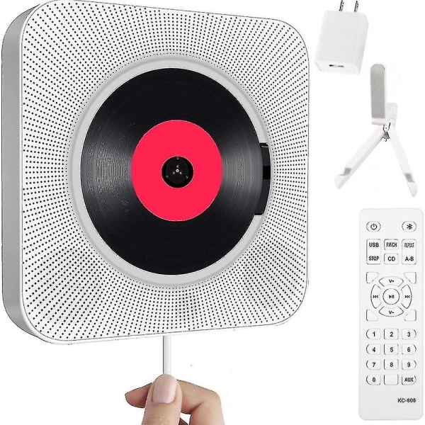 Bærbar cd-afspiller med Bluetooth, vægmonterbar cd-musikafspiller Hjemmelyd med fjernbetjening FM-radio Indbyggede hifi-højttalere