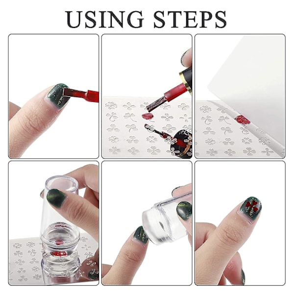 6 stk. stemplingsplader Nail Art Sæt Blomst Minimalistisk Geometriske Linjer Blade Mønster Temabillede Diy Nail Art Stempelplade Stempel