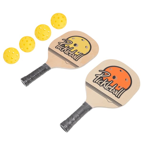 Pickleball-sæt i træ til begyndere med bat og bolde