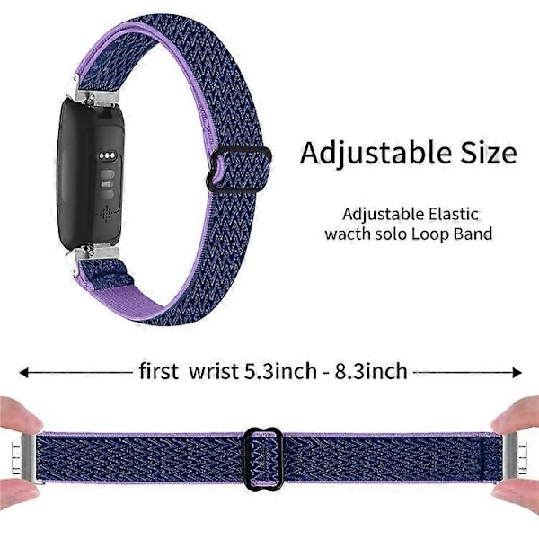 【BQ】Compatible Wave Pattern Woven Nylon Strap for Fitbit Inspire 3 - Replacement Band Indigo