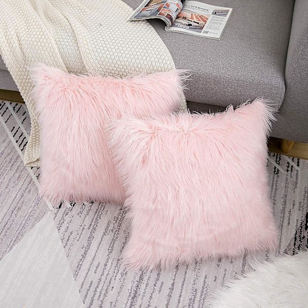 Faux Fur Cushion Covers Soft Decorative Throw Pillowcases,pack Of 2