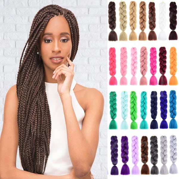 Højtemperaturfiber Enkelt enkelt farve Jumbo Braid Hair Extension Hårtilbehør 6 6