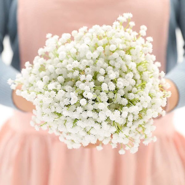Kunstig ånde Falske Blomster Buket Gypsophila Bulk Blomst I Hvid Til Bryllupskrans Havedekoration 8 Stk