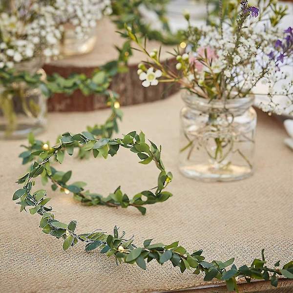 2 stk Green Leaf String Lights, Vine String Light 6.56ft Sæt med 20 Led Til Patio Bryllup Have