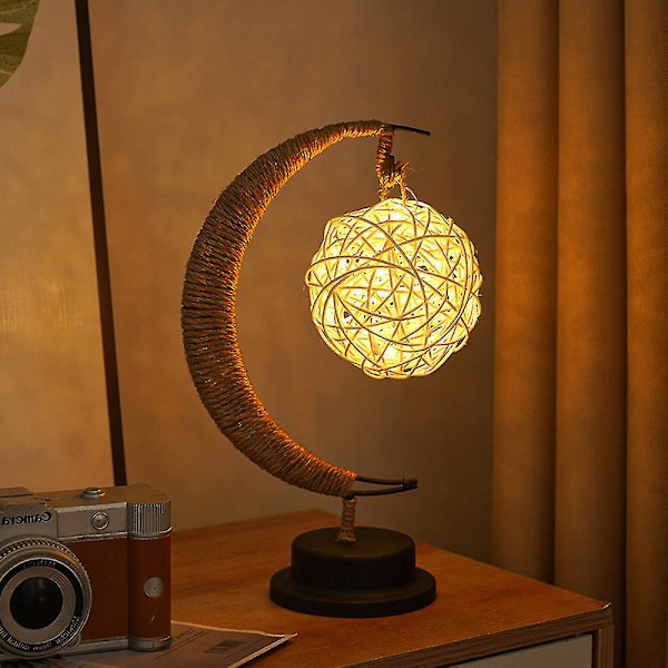 Dekorativ bordslampa, Moon Night Lamp Winding Bomullstråd Led Light Lamp style 3