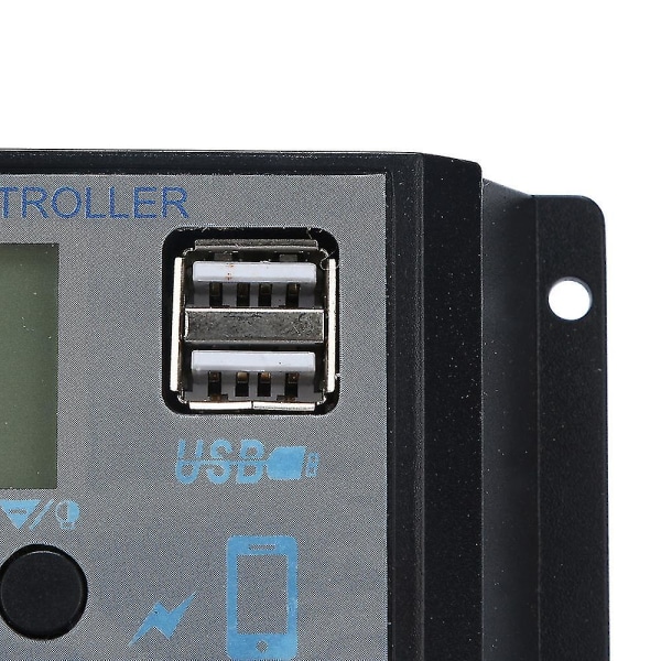 Solcellepanel regulator ladekontroller usb 30a 12v-24v med dobbel usb-lader Silver