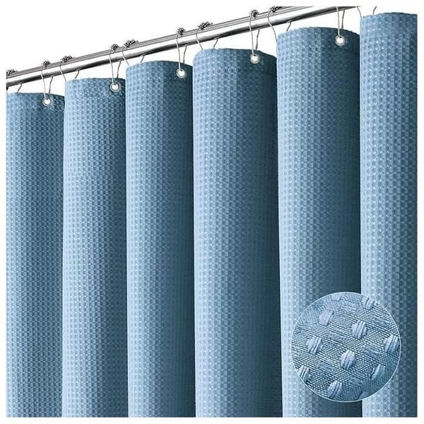 Vanntett Dusjforheng 180x180cm Polyesterstoff - med 12 Kroker - Blå