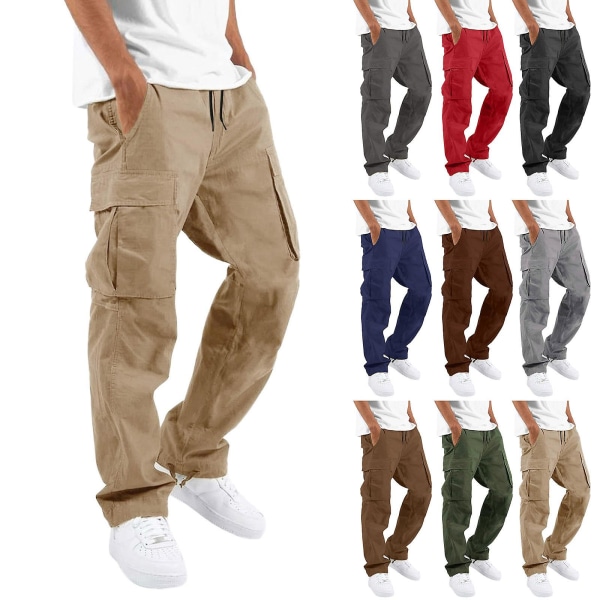 Miesten kiristysnauha Multi-Pocket Cargo Pants mustat XXXL