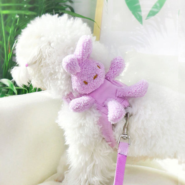 1 set Husdjurssele Koppel Justerbar Slitstark Tecknad Kanindocka Husdjur Katt Hund Dragrep Set Husdjurstillbehör Stad Purple M
