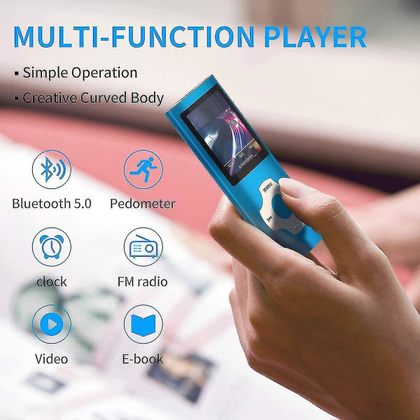 Mp3 Player / Mp4 Player, Mp3 Music Player With 64gb/ 32gb/16gb Memory Sd Card Slim Classic Digital Lcd 1.82 Blue-32GB