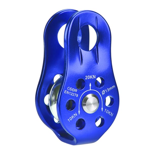 Kraftig enkel pulley block i aluminiumlegering, klätterutrustning, säkerhetsutrustning, blå