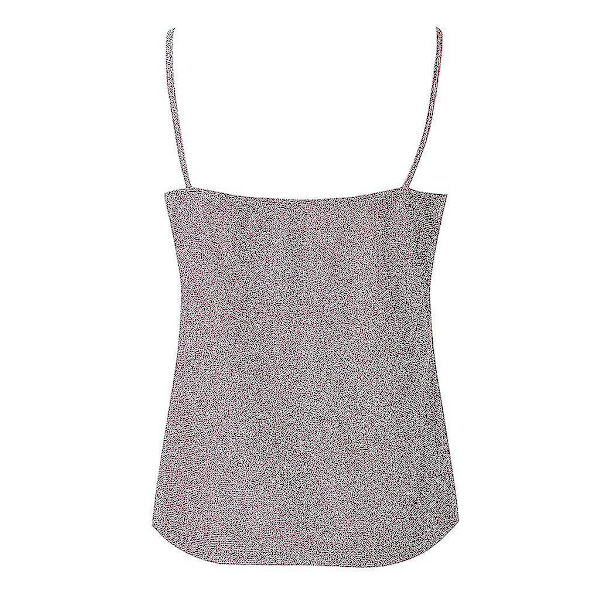 Womens Glitter Strappy Tank Tops Sexy Sparkle Cami Swing Vest Clubwear Pink XL