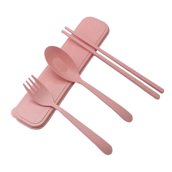 3 stk Plastic Bestik Sæt Genanvendeligt Bestik Til Picnic Vandring Camping Pink