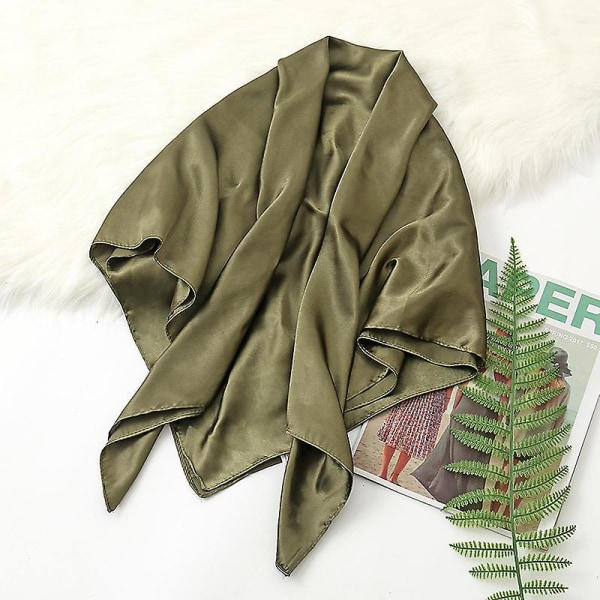 35 i satin hovedtørklæder Vintage firkantet tørklæde Silk Feeling, Armygreen