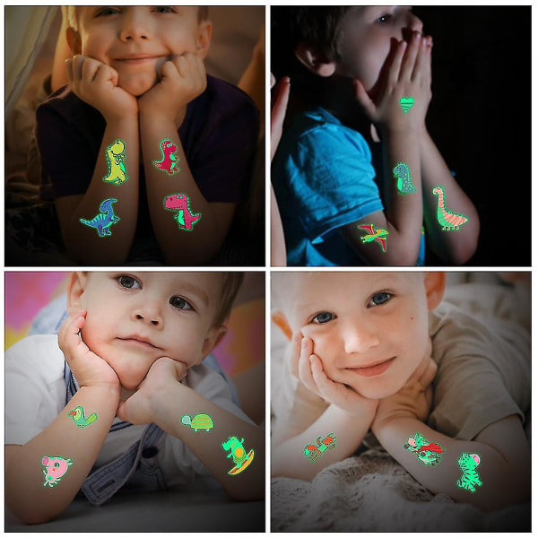 Midlertidige tatoveringer til børn, klistermærker Glow In Dark, halloween tatoveringer