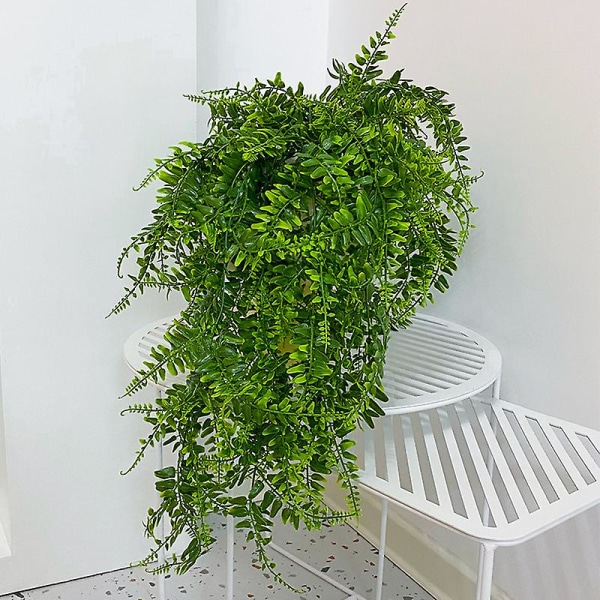 90cm Simulerad persiskt gräs Blad Vägghängande Rotting Ormbunke Grön växt Vinstock Växt Väggdekoration Blomma 2st