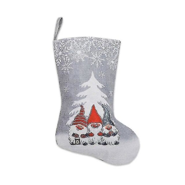 Julstrumpa Snöflinga Svenska Gnome Xmas Strumpor Hängande öppen spis Träddekorationer Present Godispåse 1