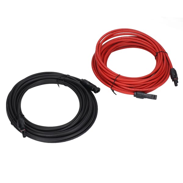 2 stk. 10AWG 6mm² Solpanel Forlængerkabel 1000V DC Rød Sort 10m 32.8ft