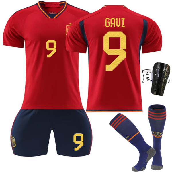 Den nye 22 23 World Cup Spanien hjemmefodboldtrøje børne fodboldtrøje nummer 9 Gavi 2xl