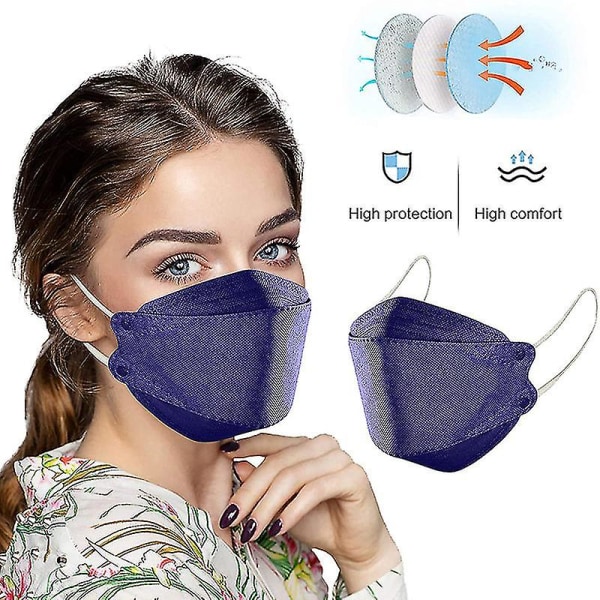 10/30/50 stykker Engangsansigtsmasker for voksne Ægte 4 lags pandebånd Justerbar næserem Åndbar 100 stk. Lilla 100pcs Purple