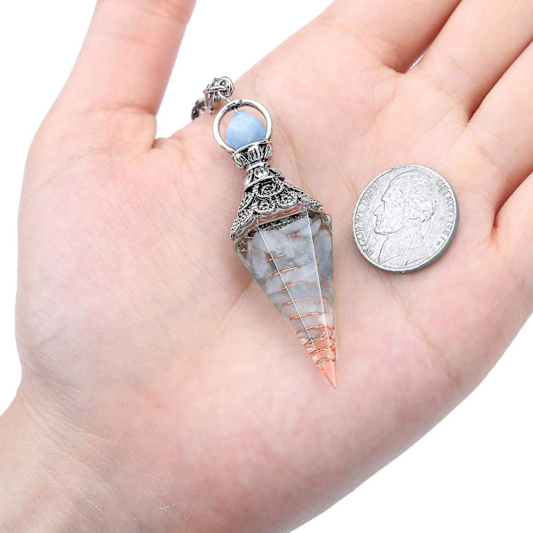 Chakra Crystal Pendel Hexagonal Reiki Healing Crystal Points Ädelsten Dowsing Pendel för spådom Scrying Wicca Aquamarine