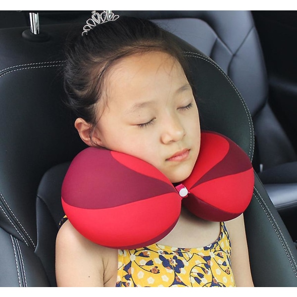 Børn Nakkepude Kontrast Farve Splejsning Rejse Sove U-formede puder Komfortabel babys bil Sikkerhedssædepude Pink