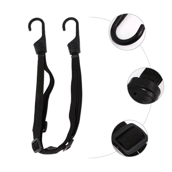 3 stk. motorcykel-spændebånd elastisk bagagerem spændereb bagagespænder sort Black 59X3.5CM