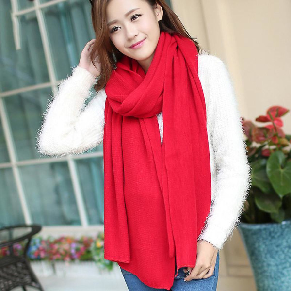 Dame varmt sjal Vinter varmt stort skjerf Pure Color Cashmere Navy