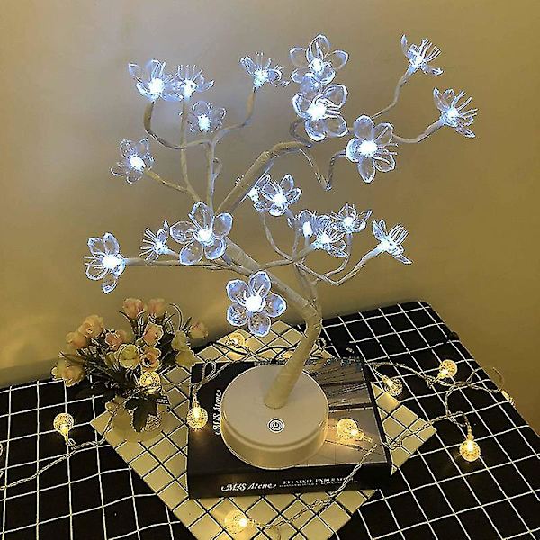 Bordsskiva Bonsai Upplyst Tree Led Juldekorationer Bord Tree Lamp Lights Silver tree sakura
