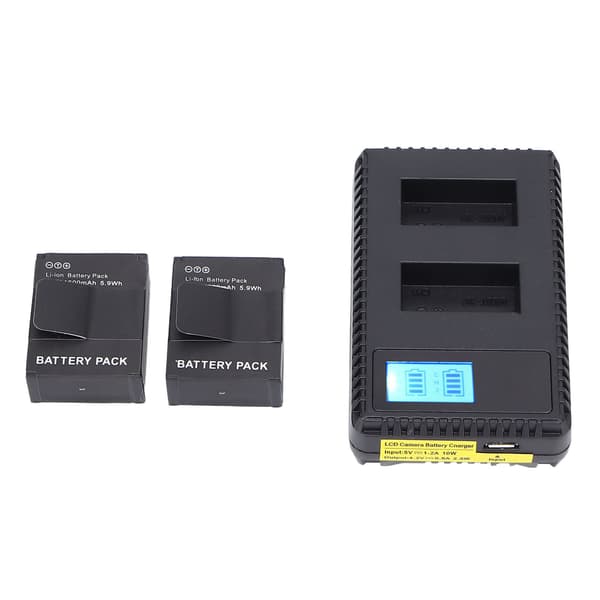 Dobbelt USB Batterilader LCD Display Kamera Batterilader med 2 Batterier til Hero2 3
