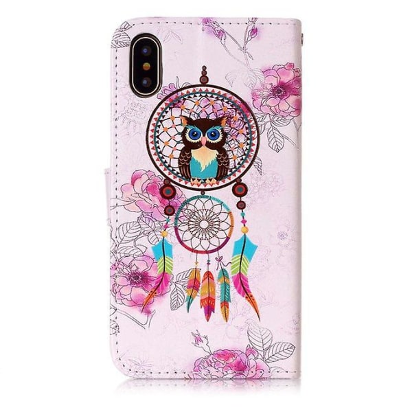 För Iphone X Colorful Dream Catcher Owl Pattern Horisontellt Flip Case med hållare & kortplatser & plånbok & fotoram