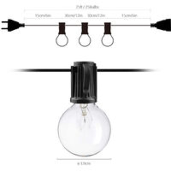 Fairy Lights 7.62M utomhus med 25 G40 varmvita Fairy Lights