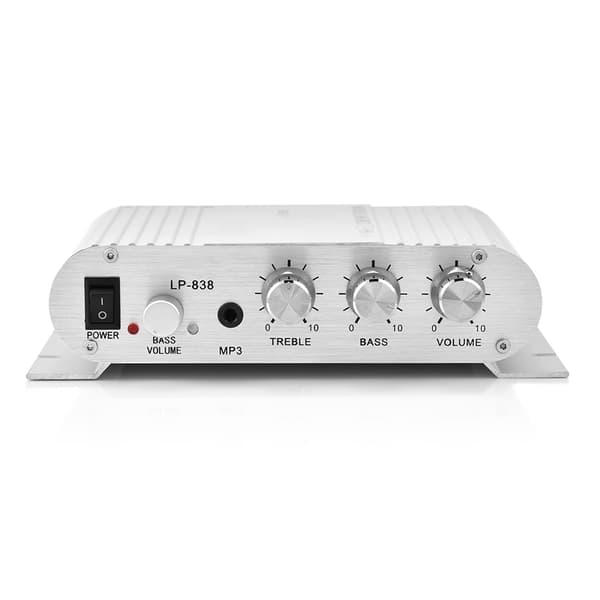 Sølv Mini HiFi 2.1 Stereo Bas Forstærker