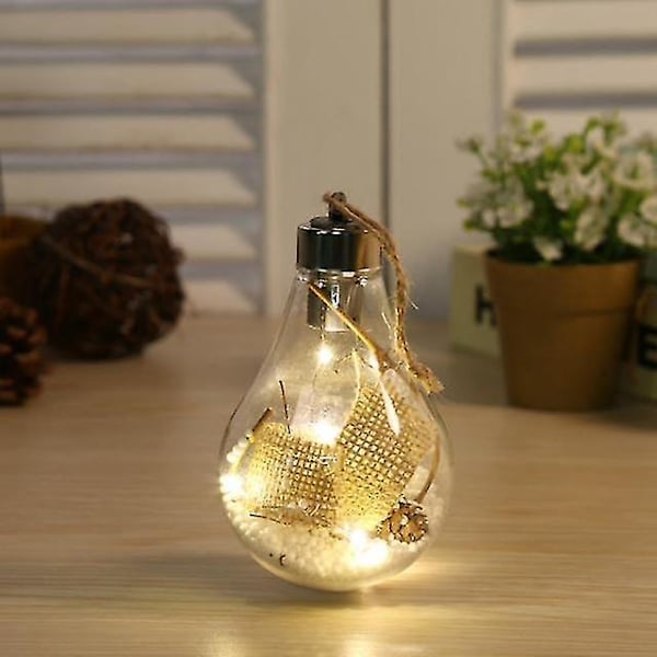 Led Ball Lights Vattentät för julgran bröllop hem inomhus dekoration Transparent jul prydnad plast glödlampa D