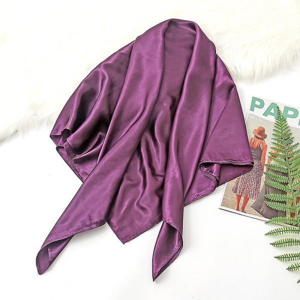 35in satin hovedtørklæder Vintage firkantet tørklæde Silk Feeling Dark Fuchsia