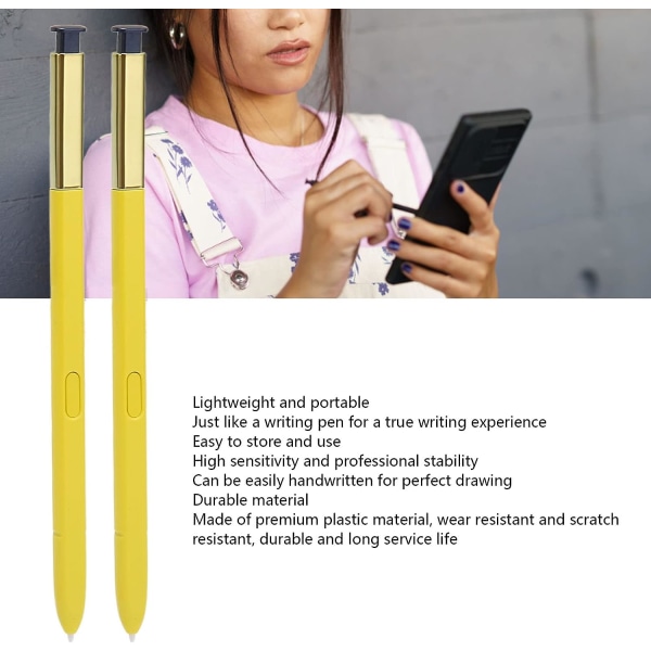 2-pakke Stylus-penner for Galaxy Note 9, S Touch Pen Stylus-penn