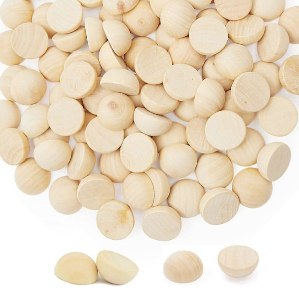 200 stk Split trækugler 20mm halve træperler 0,8 tommer diameter halvkugle Bulk 20mm